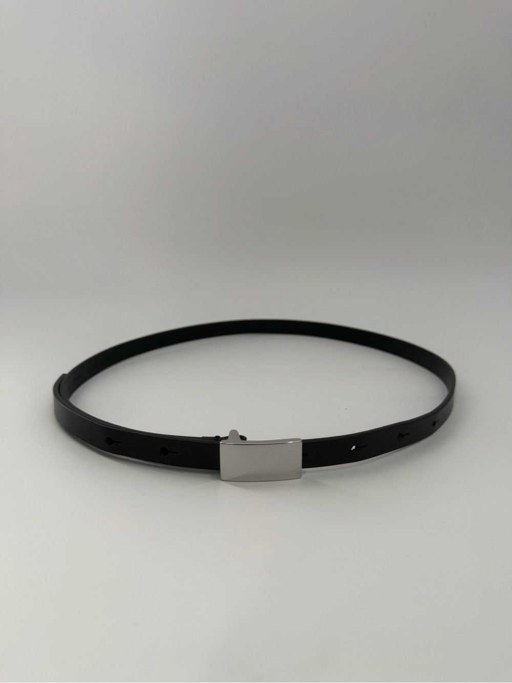 Cos Bar Detail Slim Leather Black Silver Bar Belt